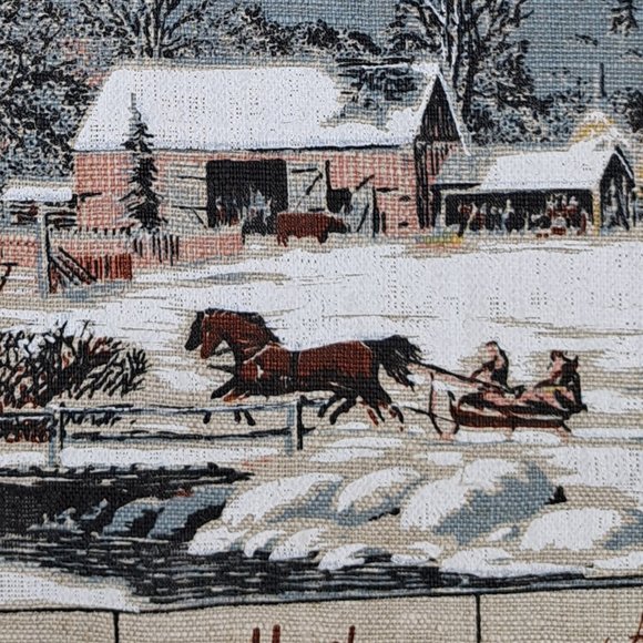 Vintage 1982 Linen Calendar Country Farm in Winter Scene - Picture 4 of 16